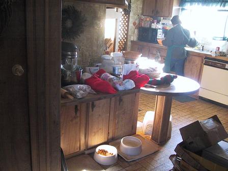 The stockings on Christmas morning