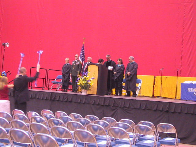 The dignitaries take the stage