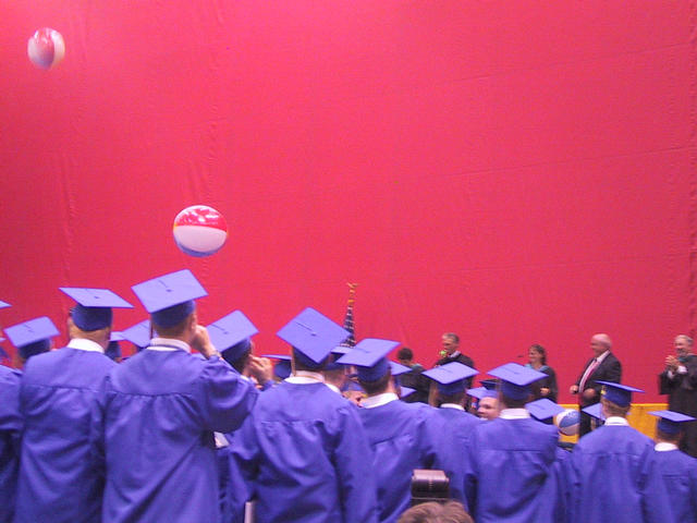 Let the beach balls fly!  (No hat tossing, it's the 21st century)