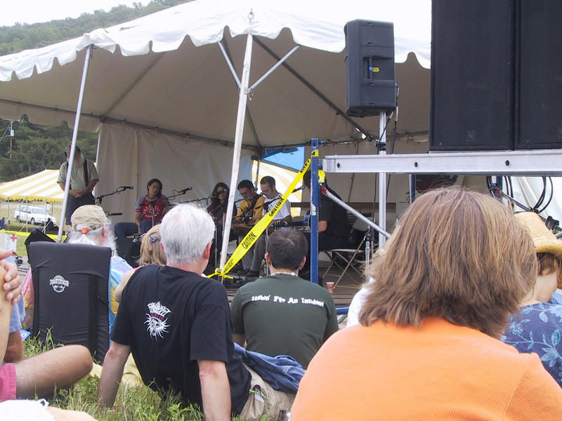 Trina Hamlin, Kris Delmhorst, Mark Erelli, and Jeff Lang in the Blues Workshop