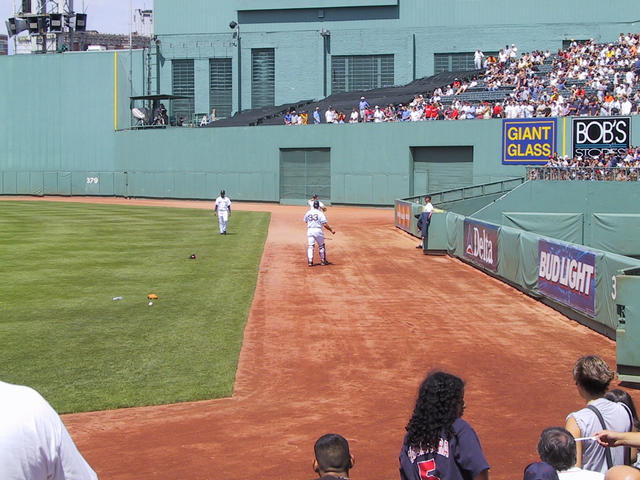 Jason Varitek and Doug Mirabelli (?) play catch