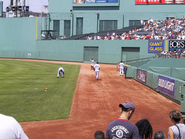Jason Varitek and Doug Mirabelli (?) play catch