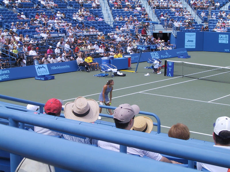 Amelie Mauresmo gets ready to serve