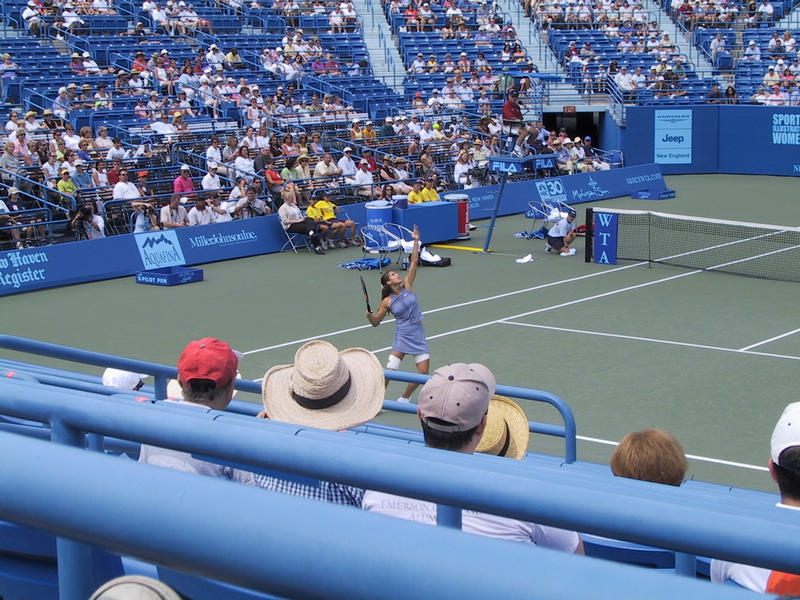 Amelie Mauresmo serves