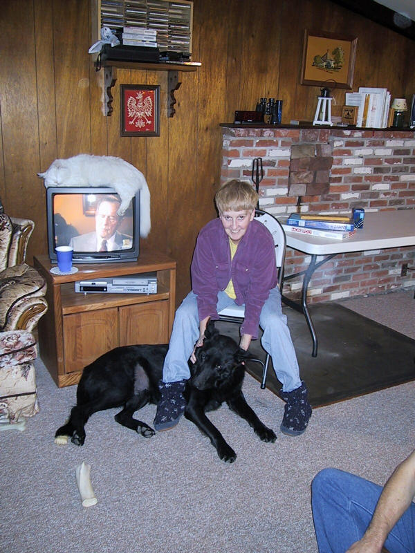 Aunt Helen with Nicky the very large dog