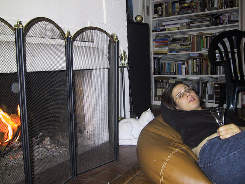 Becky hanging out by the fire